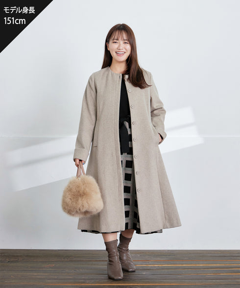 リボンベルト付きチェック柄ニットワンピース